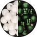 Decoris Kaemingk B.V. 32x stuks kunststof kerstballen mix van wit en donkergroen 4 cm
