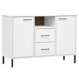 vidaXL Dressoir OSLO met metalen poten, wit, 113x40x77 cm, massief hout