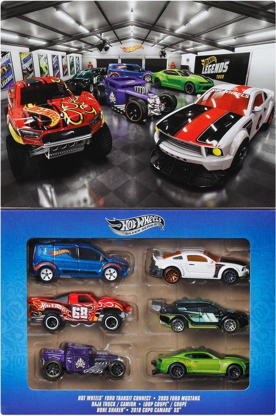 Hot Wheels Metalen Speelgoedauto's en Trucks - Set van 6 HW Legends Voertuigen