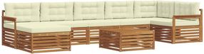vidaXL - Ensemble de salon en acacia - 7 places - Naturel et crème