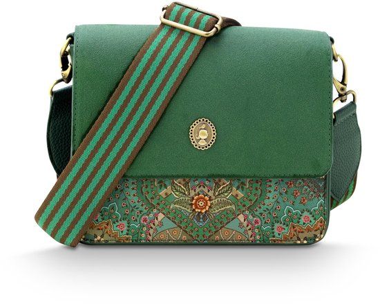 Pip Studio Crossbody Fenna - Schoudertas met Jabali-print - Groene Tas - 19x6x16cm