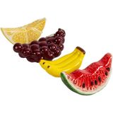 ByON Fruity 5228660214 Houder voor eetstokjes, set van 4, handgemaakte staafjeshouders in fruitige vormen, van dolomiet-keramiek, vaatwasmachinebestendig, kleurrijk