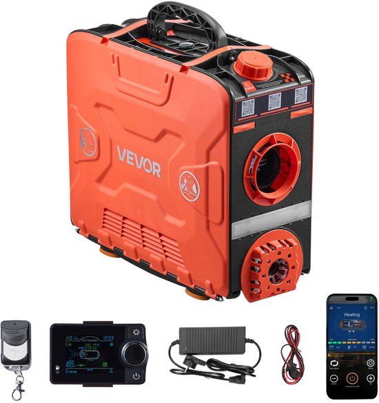 VEVOR Dieselverwarming 5-8kw Dc 12 V Draagbare Alles-In-Één Dieselluchtverwarmer met Bluetooth-Appbediening, Afstandsbediening en Lcd-Scherm, 4,5 L Brandstoftank voor Voertuigen, Bestelwagens en Campers