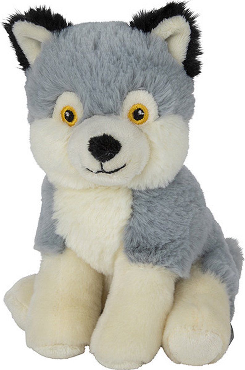 Nature Planet Pluche knuffel wolf 16 cm - Speelgoed knuffeldieren wolven
