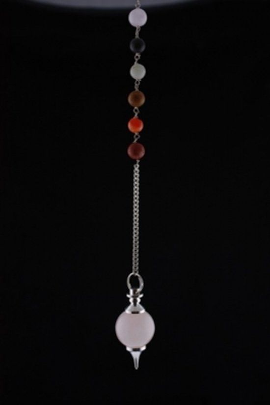 Yogi & Yogini Pendel rozenkwarts bol & chakraketting - 4.5 cm - 24 g