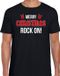 Bellatio Decorations Shoppartners Bv Merry Christmas rock on Kerst t-shirt - Zwart - Heren - Maat S