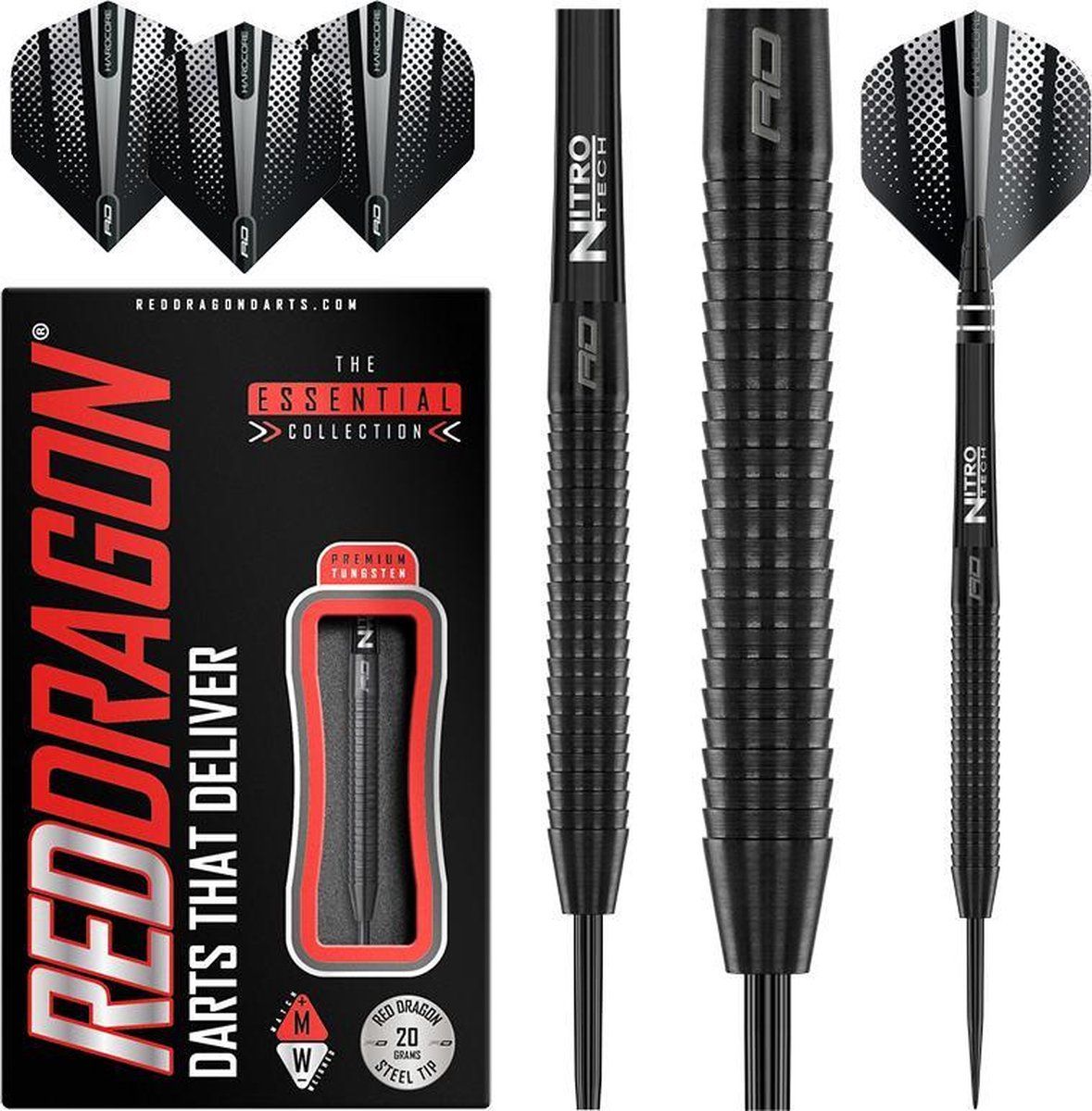 Red Dragon Razor Edge Zwart Steeltip Dartpijlen - 20 gram