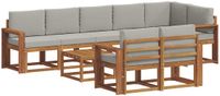 vidaXL Hoek loungeset 8 zitplekken Acacia hout Naturel en lichtgrijs