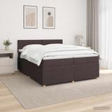 vidaXL Boxspringbed met matras, donkerbruin, 200 x 200 cm, stof