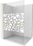 Mexen Kioto+ L paroi de douche avec étagère Walk-in 90 x 200 cm, motif blanc, or brossé