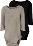 NAME IT - TBNRIX 2P LS BODY NOOS - Baby - Bodies - Black - Gestreept - Katoen - Maat 56