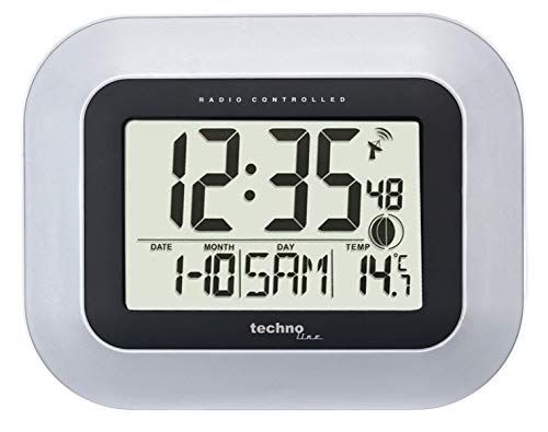 Technoline WS 8005 Radiogestuurde Wandklok - Zilver/Zwart - 22.6 x 3 x 18 cm