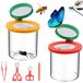 Loupe à gobelet - Loupe à insectes - Grossissement 3x et 6x - Jaune et rouge - Avec pince à épiler et clips