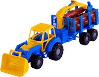 Cavallino Junior Tractor met Kraan Aanhangwagen en Hout, 46cm