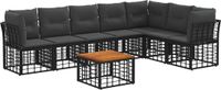 vidaXL Hoek loungeset 7-zits Zwart Polyester