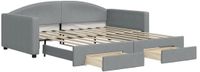 vidaXL Slaapbank onderschuifbed lades 100x190 cm stof lichtgrijs