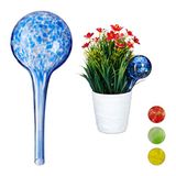 Merkloos Relaxdays 4x waterdruppelaar - glas - waterbollen voor planten - Ø 6 cm - blauw
