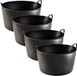 Marque non spécifiée 4x pièces paniers à linge noirs/seaux flexibles 55 litres - Paniers de rangement - Paniers de transport 53 cm