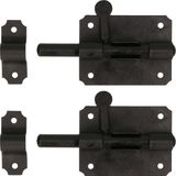 Deltafix Schuifslot/Plaatgrendel - 2x - 8 x 5cm - Staal - Zwart