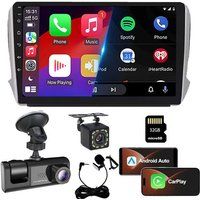 SZSMART BZ1015 10" Android autoradio (6GB + 128GB) met Bluetooth, 4G, Wi-Fi, GPS, CarPlay, achteruitrijcamera, dashcam en 32GB geheugenkaart voor Peugeot 208 (2008-2018)