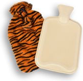 Discountershop Warmwaterkruik met Zachte Hoes voor Kinderen - Oranje & Zwart Streepjes - 1.75L