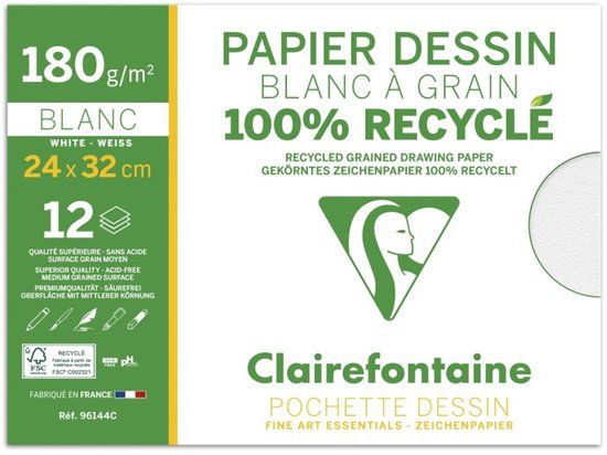 Clairefontaine Tekenpapier Recycling 'Blanc à Grain