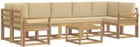 vidaXL Hoek loungeset wit en beige acacia hout 4 zitplaatsen