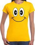 Bellatio Decorations Verkleed T-shirt voor dames - Smile / Emoticon - geel - carnaval - feestkleding S