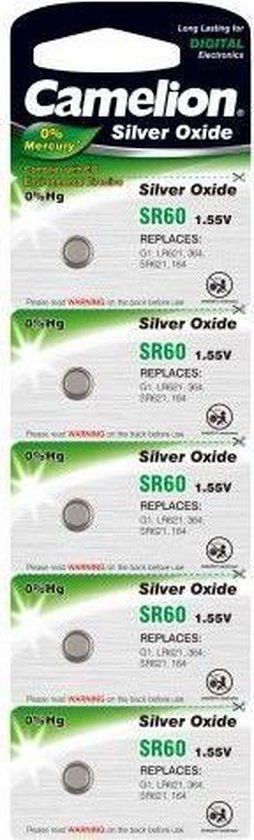 Camelion SR60W - 1.55V Silver Oxide Button Cell Batteries - 5 Pack