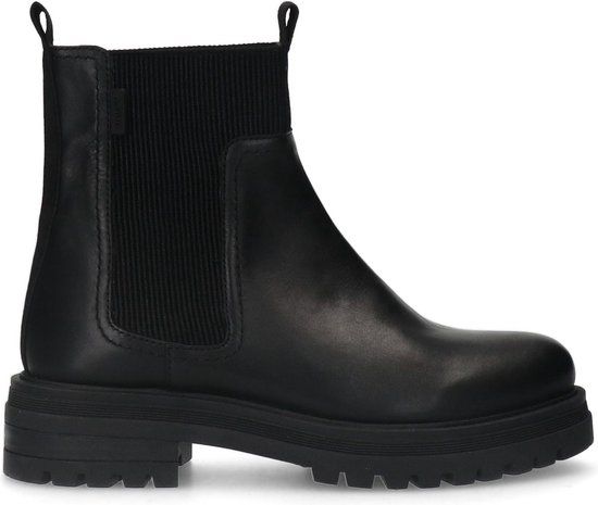 Manfield Dames Zwarte Leren Chelsea Boots Maat 42