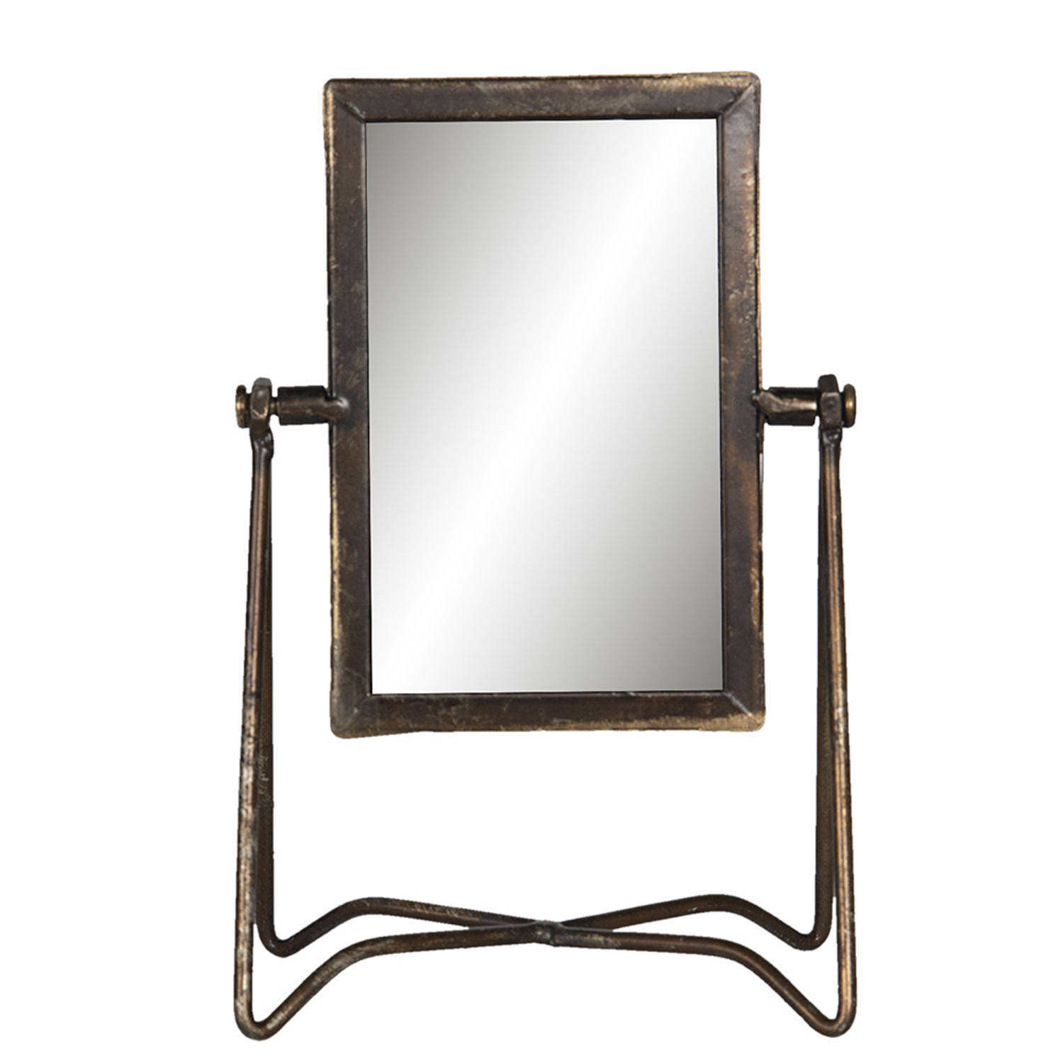 Clayre & Eef staande spiegel 15*10*22 cm beige metaal / glas tafel