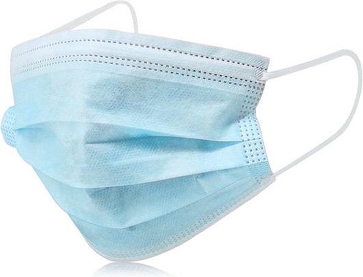 Qubix Mondmasker (niet-medische) - 20 stuks - 3 laags - Wit/blauw