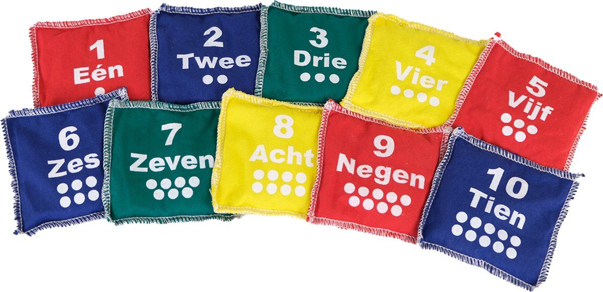 MD Sport - Pittenzakjes Genummerd - Set van 10 - Blauw/Geel/Groen/Rood