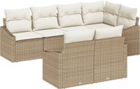 vidaXL Salon de jardin beige et blanc polyrattan