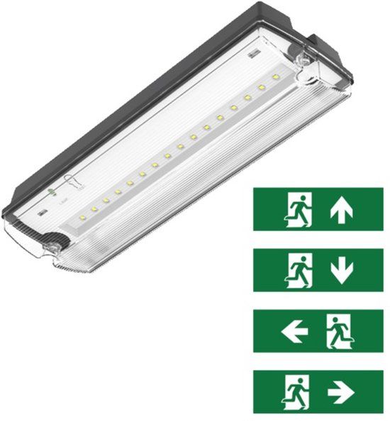 Merkloos Enzo Noodverlichting LED Armatuur 3W Zwart Inclusief Pictogrammen