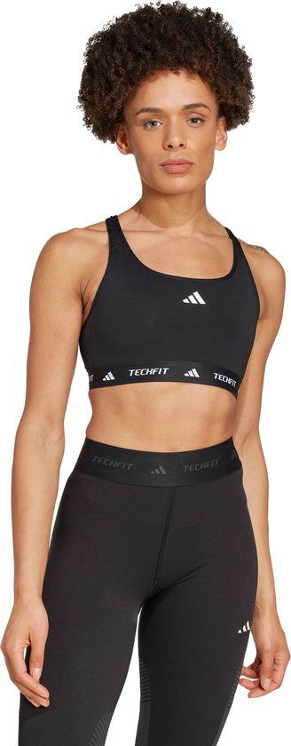 adidas Performance TECHFIT Medium-Support Sport-BH - Dames - Zwart - XS