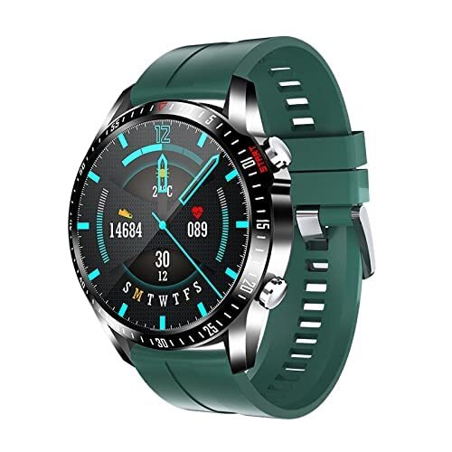 XJHYJS Heren Smart Horloge met Bluetooth-oproep met informatie, Gezondheidsinstelling, Lichaamstemperatuur en Hartslagbewaking, Sport Waterdicht Horloge Smart Armband, Groen,