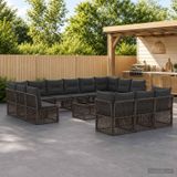 Maison Exclusive - Ensemble de jardin 14 pièces, ensemble de salon en polyrotin gris