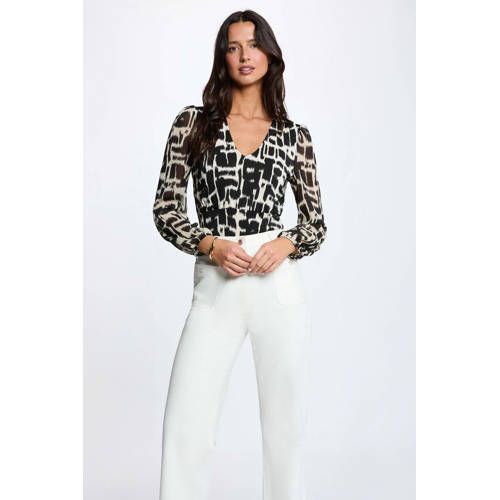 Morgan Morgan semi-transparante top met print - zwart