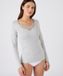Damart - T-shirt met lange mouwen fijn geribd guipure kant Thermolactyl - Dames - Grijs - 38-40 (S)