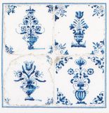Thea Gouverneur Borduurpakket met telpatroon - 483A - Voorgesorteerde DMC Garens - Delfts Blauwe Tegels - Aida - 28 cm x 28 cm - DIY Kit