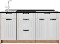 Vicco Keukenblok Fame-Line, Wit Landhuis/Goudkleurig Eiken, 150 cm