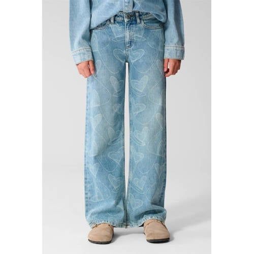 Shoeby Wide Leg Jeans met Hartjes - Lichtblauw