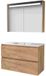 Basic-Line Premium 46 Badkamermeubelset - 100 x 46 cm - Greeploos - 2 Lades - Keramische Wastafel - 1 Kraangat - Spiegelkast met LED Verlichting - Whisky Oak