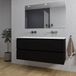 Saniclass Chaci Badkamermeubelset - 120x46x55cm - keramische wastafel wit - 2 wasbakken - zonder kraangaten - 2 lades - rechthoekige spiegel - mat zwart