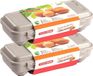 PLASTICFORTE Eierdoos - 2x - koelkast organizer eierhouder - 10 eieren - taupe - kunststof - 27 x 12,5 cm