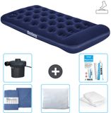Bestway luchtbed - 1-Persoons - 99 x 188 x 28 cm - Blauw - Inclusief pomp - Hoeslaken - Kussen - Kussenbeschermer - Pomp en Reparatieset