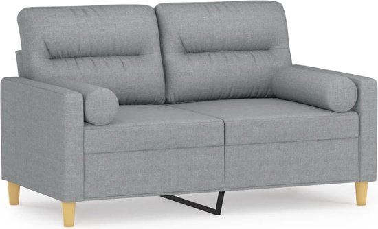 vidaXL Tweezitsbank met sierkussens 120 cm stof lichtgrijs