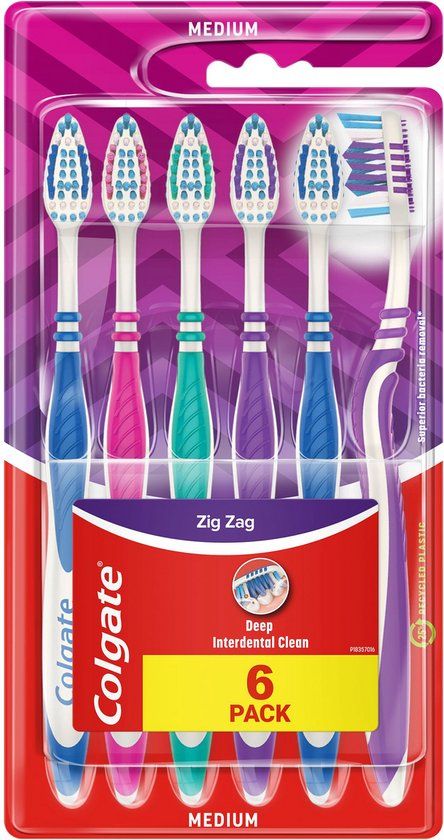 Colgate Zig Zag Tandenborstel Medium - 6 Pack - Meerdere Kleuren