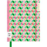 Pepa Lani Notitieboek Flower Cubes A5 Softcover Verlijmd Lijn Beige Groen Roze